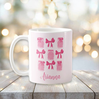 Hot Pink Coquette Pickle Jar und Bow Personalisier Kaffeetasse
