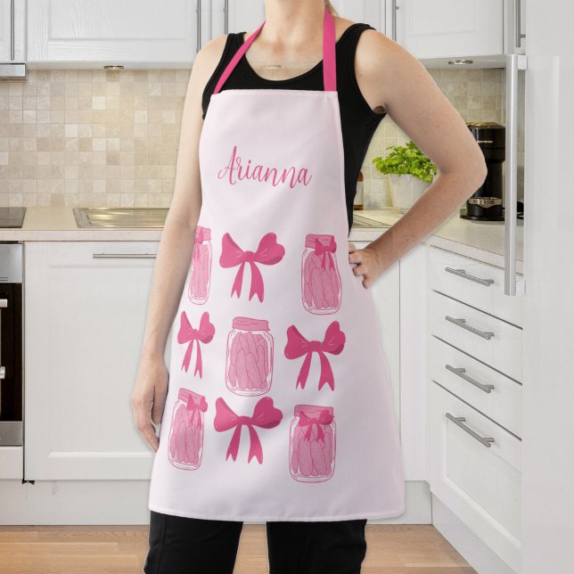 Hot Pink Coquette Pickle Jar und Bow Personalisier Schürze (Hot Pink Coquette Pickle Jar and Bow Personalized Apron)