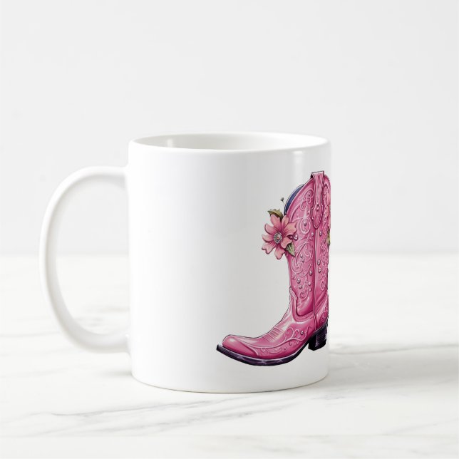 Hot Pink Cowgirl Boot Howdy Kaffeetasse (Links)