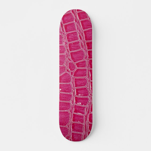 Hot Pink Croc Crocodile Skin Fake Comp Skateboard (Vorne)