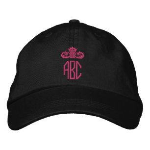 Hot Pink Crown bestickte Hat Monogram Black Cap Baseballkappe