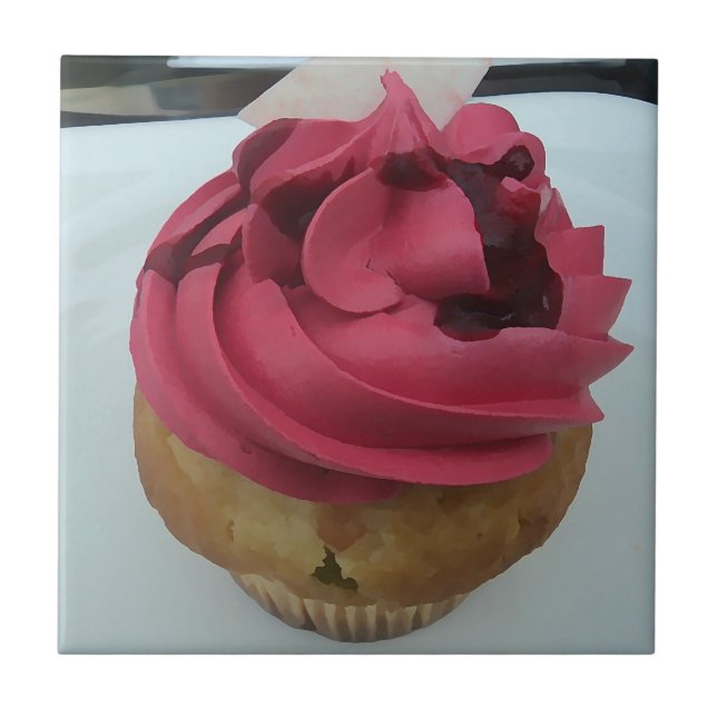 Hot Pink Cupcake - Malerei Fliese (Vorderseite)