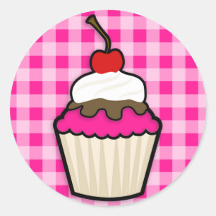 Hot Pink Cupcake Runder Aufkleber