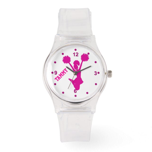 Hot Pink Custom Cheerleader's Watch Armbanduhr (Vorderseite)