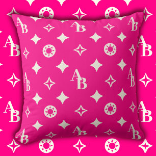Hot Pink Custom Monogram Pattern Throw Pilze Kissen