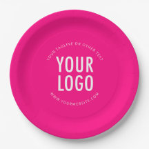 Hot Pink Custom Paper Plates Business Logo Printed