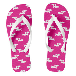 Hot Pink Dackel Flip Flops