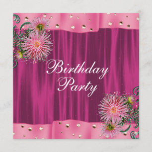 Hot Pink Dahlias Frauen Geburtstagsparty Einladung