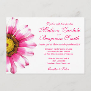 Hot Pink Daisy Blume Hochzeit Einladungen