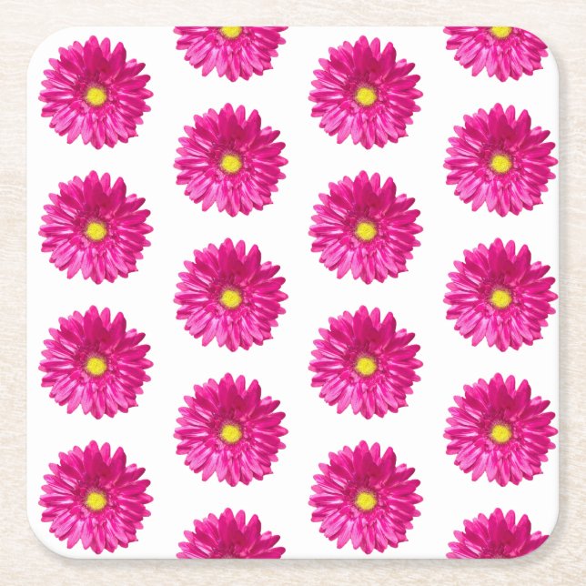 Hot Pink Daisy Floral Untersetzer (Vorderseite)
