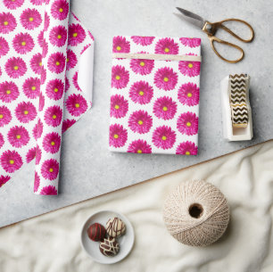 Hot Pink Daisy Floral Wrapping Paper Geschenkpapier
