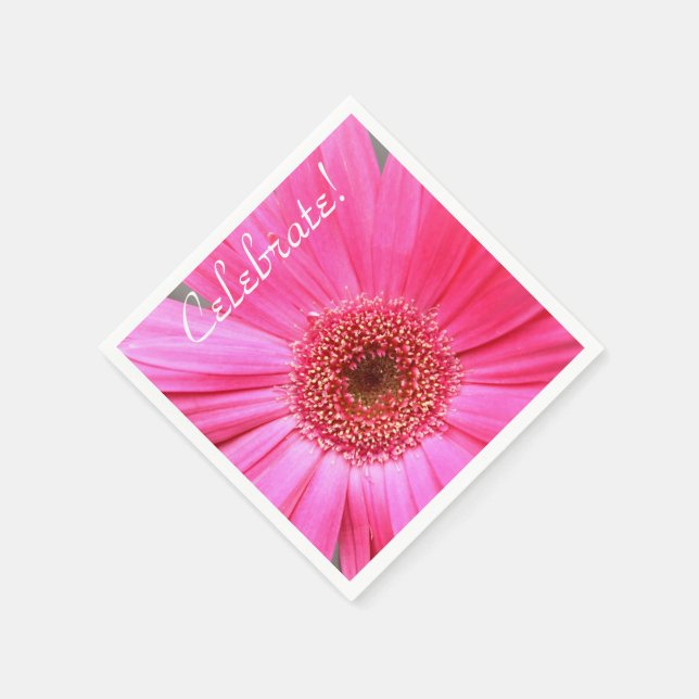 Hot Pink Daisy Serviette (Ecke)
