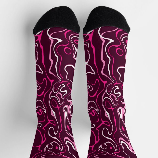 Hot pink damascus abstract swirls cool pattern socken (Oben)