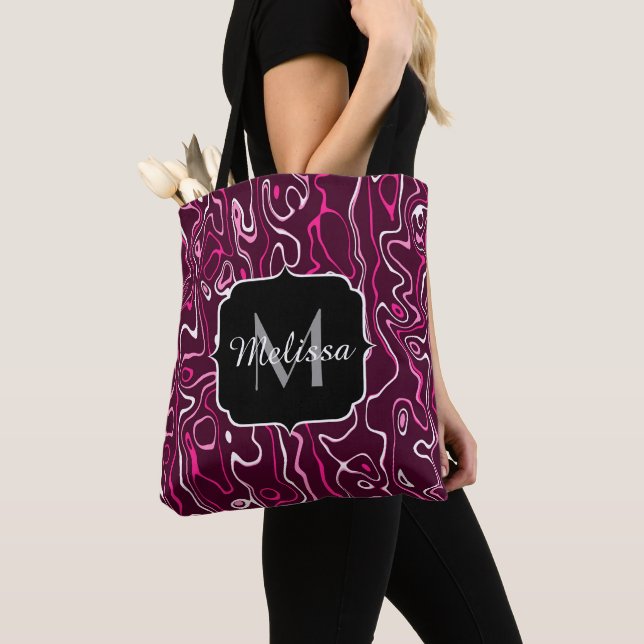 Hot pink damascus abstract swirls Custom Monogram (Von Nahem)