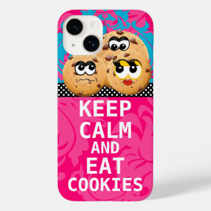 Hot Pink Damask BEHALTE CALM UND isst Cookies Case-Mate iPhone Hülle