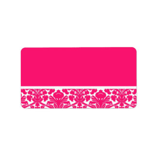 Hot Pink Damask Hochzeitadressen-Labels Adressaufkleber