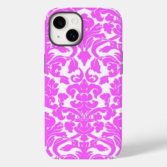 Hot Pink Damask iPhone 14 Fall Case-Mate iPhone Hülle (Rückseite)
