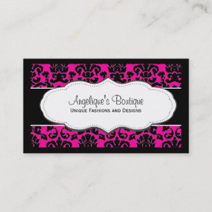 Hot Pink Damask mit schwarzem Rahmen Business Card Visitenkarte