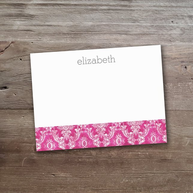 Hot Pink Damask Muster - Name des Skripts Post-it Klebezettel (Von Creator hochgeladen)