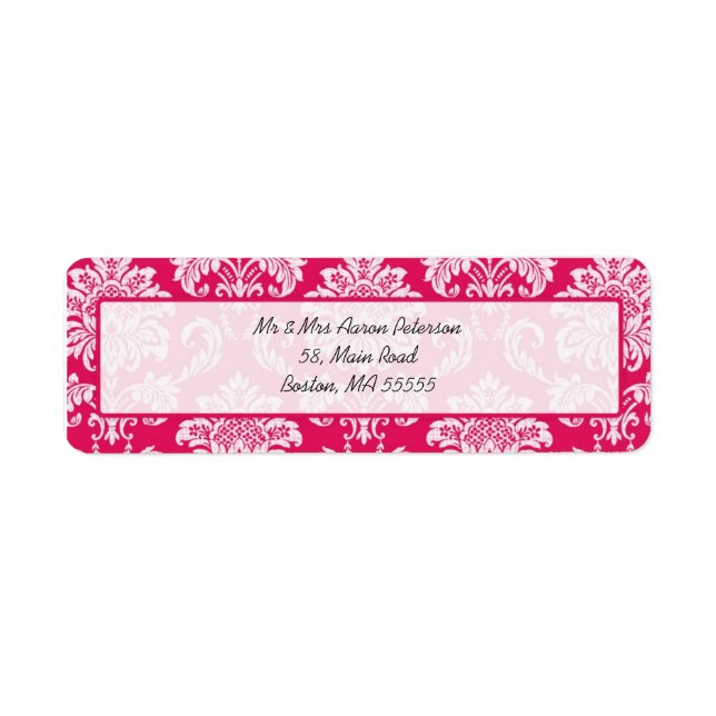 Hot-Pink-Damaskop, anpassbare Adressenmarken (Vorne)