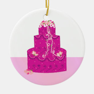 Hot Pink Designer Cake Keramik Ornament
