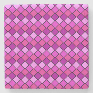 Hot Pink Diamond Checked Square Untersetzer