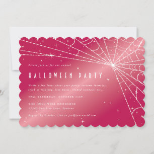 Hot Pink Diamond Spider Web-Halloween-Party Einladung