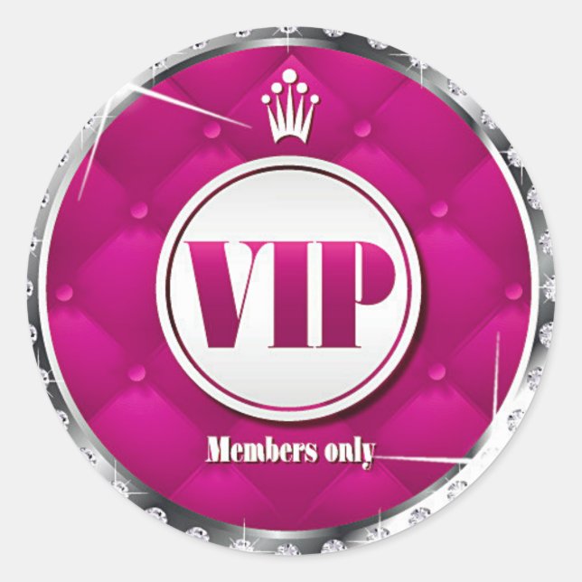Hot Pink Diamond VIP Runder Aufkleber (Vorderseite)