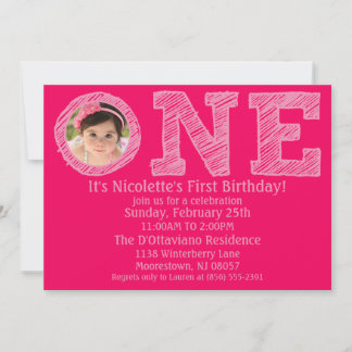 Hot Pink die große Geburtstagsparty des einen Foto Einladung