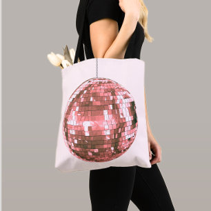 Hot Pink Disco Ball, Girly Carry All, Retro Style