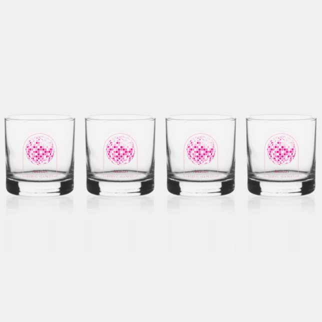 Hot Pink Disco Boogie Brautparty Whiskyglas (Vorderseite)