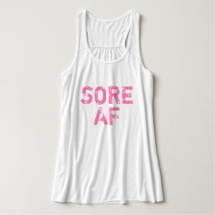 Hot Pink Distressing Letting "Sore AF" Workout Tank Top