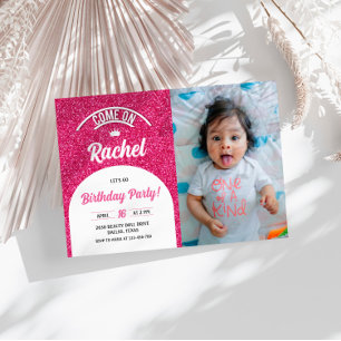 Hot Pink Doll Foto Einladung, Fashion Doll Party Einladung