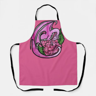 Hot Pink Dragon Blume Geek Girl Schürze
