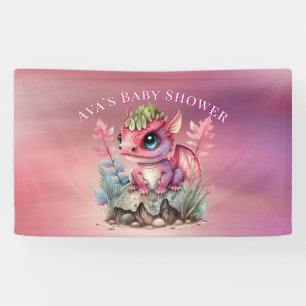 Hot Pink Dragon Girl Babydusche Banner