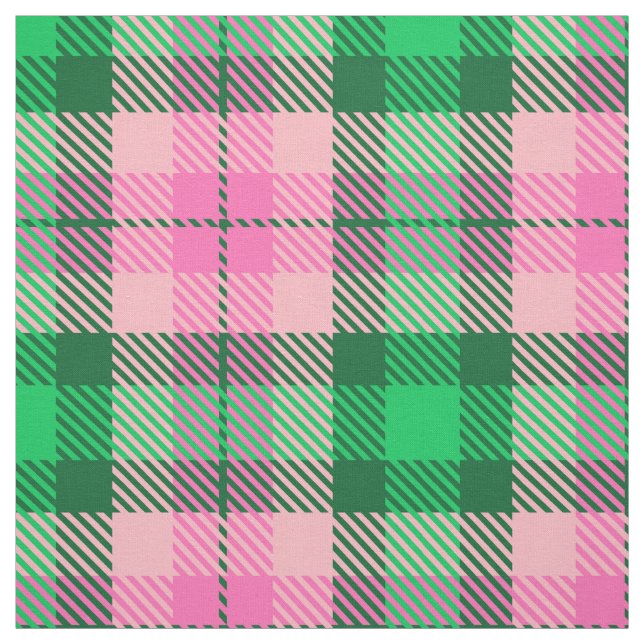 Hot Pink Emerald Forest Green XL Tartan Stoff (Muster)