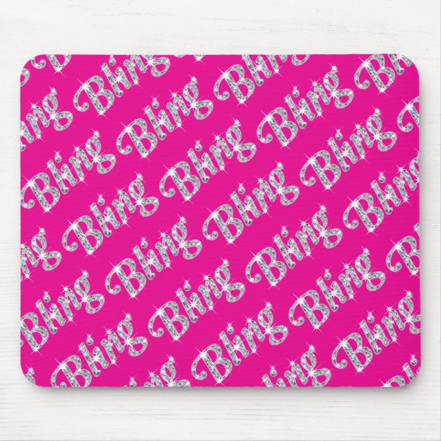 Hot Pink Faldiamond bling design matte Mousepad (Vorne)