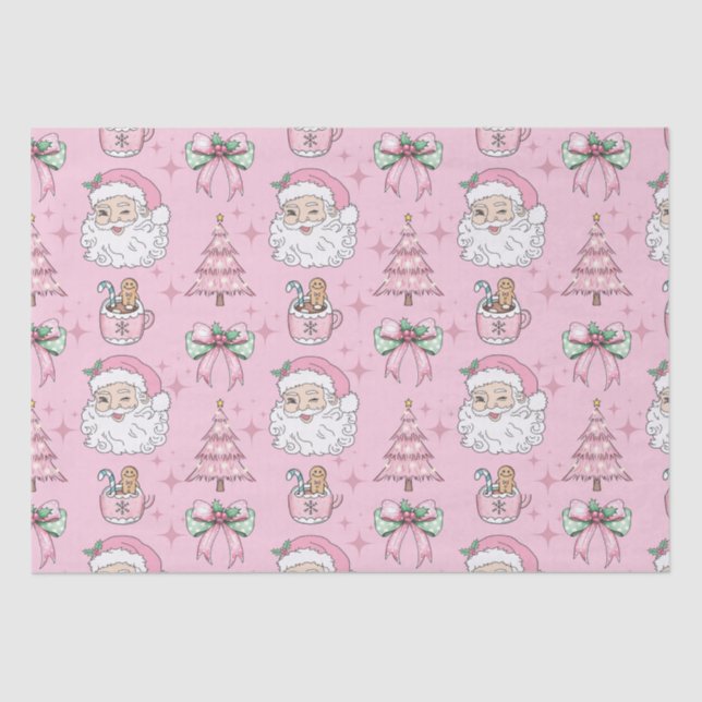 Hot Pink Father Christmas Bow Seidenpapier (Vorderseite)