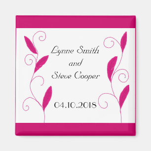 Hot Pink Feathers Save the Date Magnet