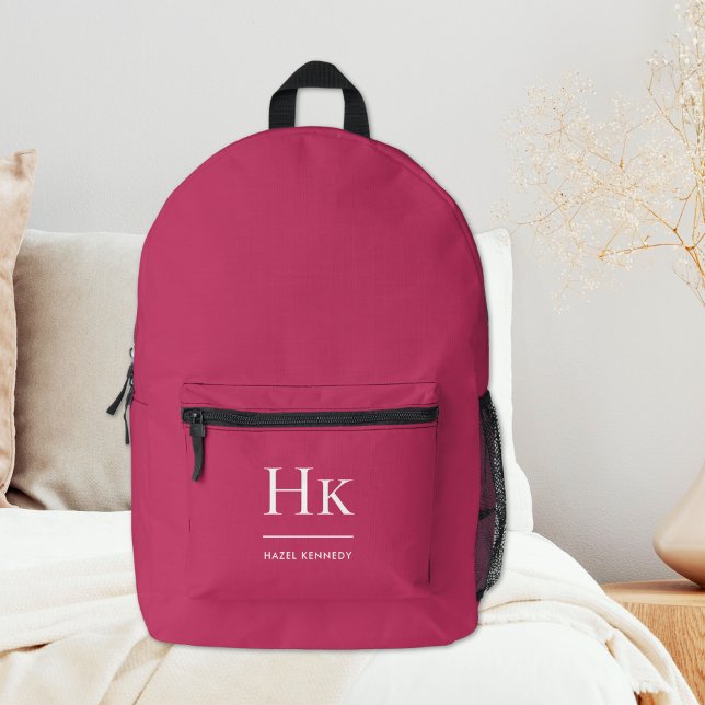 Hot Pink Feminine Typografie Girly Elegante Bedruckter Rucksack (Von Creator hochgeladen)