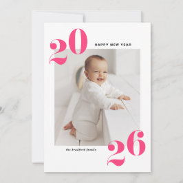 Hot Pink Fett Typografie 2025 Neues Jahr Foto Feiertagskarte