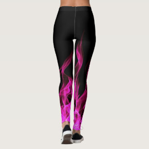 Hot Pink Fire Flame Smoke Leggings