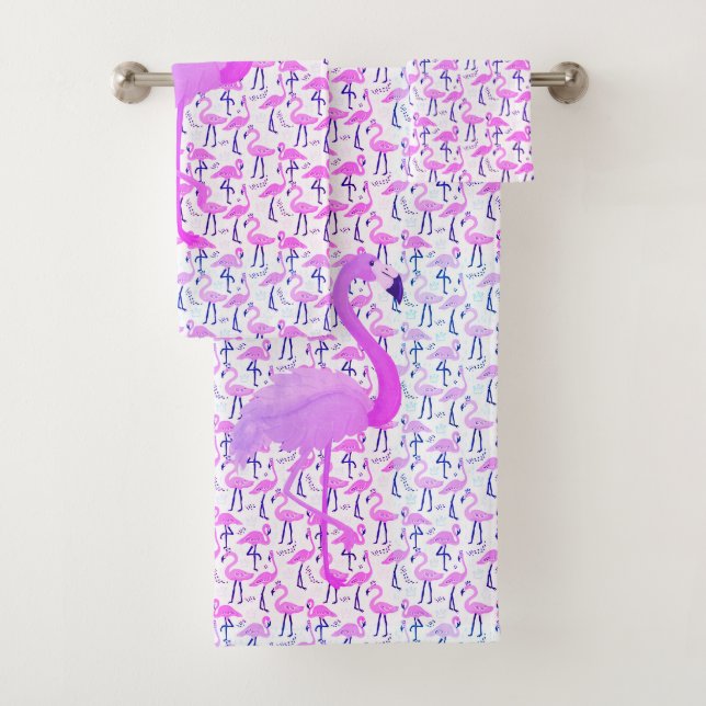 Hot Pink Flamingo Badhandtuch Set (Insitu)