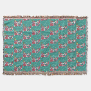 HOT PINK FLAMINGO SANTA, CHRISTMAS DURCH BLANKET DECKE