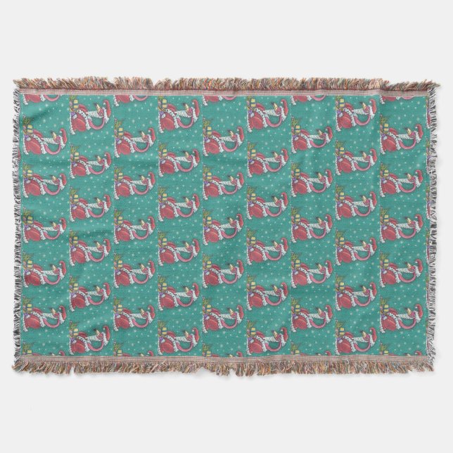HOT PINK FLAMINGO SANTA, CHRISTMAS DURCH BLANKET DECKE (Vorderseite)