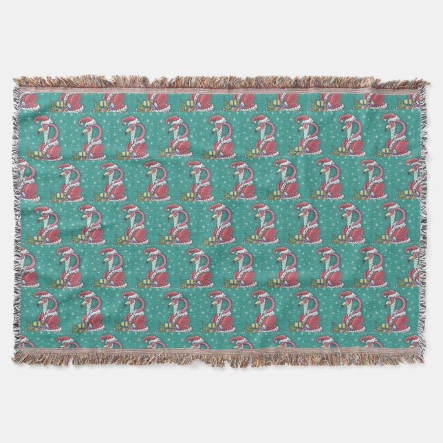 HOT PINK FLAMINGO SANTA, CHRISTMAS DURCH BLANKET DECKE (Vorderseite)
