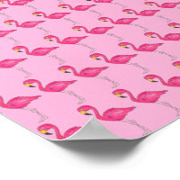 Hot Pink Flamingos Tropical Bird Poster