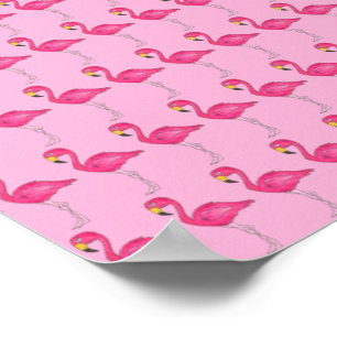 Hot Pink Flamingos Tropical Bird Poster