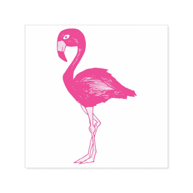 Hot Pink Flamingos Tropical Island Bird Permastempel (Design)