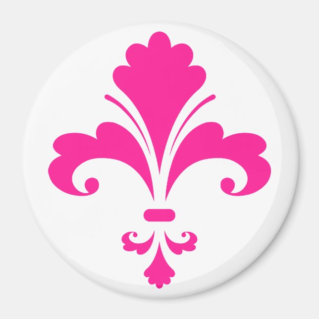 Hot Pink Fleur-de-lis Magnet (Vorne)